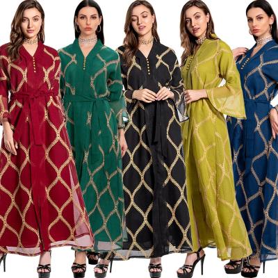 China Middle Eastern Dubai Embroidered Embroidered Women's Tulle Long Robe Gown Muslim Islamic Clothing for sale