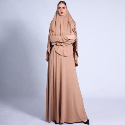 China Symmetrical pleats on the scarf with large edge abaya khimar Middle East Dubai Ramadan Islamic Clothing 2 pieces women prayer dress muslim abaya with hijab for sale