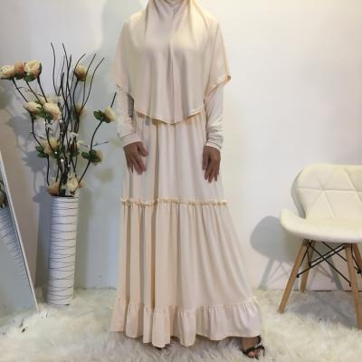 China 2 piece middle east soldi colors Malaysia Turkey Dubai long dress prayer dress cotton hijab supplier of women's dress for islamic clothing for sale