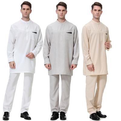 China 2021 new style hot new ready-made Muslim Arab ready sale suits men's sets with pants Islamic clothing set 2021 for sale