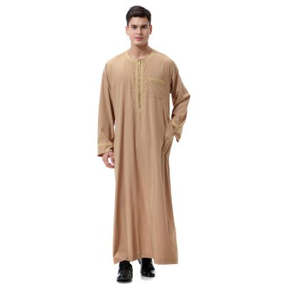 China Top quality comfortable men's feeling hot sale plus size long dress fashion printing long sleeve O neck Muslim national style for sale