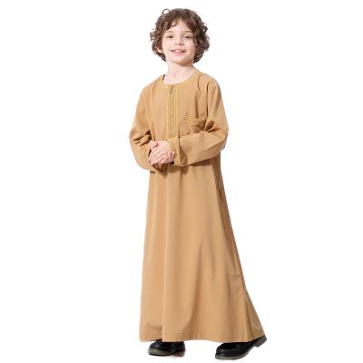 China New Feeling Boy Clothing Long Neck Islamic Round Sleeve Abaya Comfortable Good Quality Muslim Boy Clothing for sale