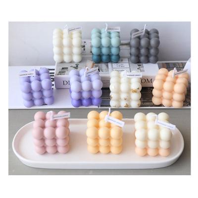 China Home Aroma Rubik's Color Gradient Fragrance Birthdays Decoration Cube Soy Wax Scented Bubble Candles for sale