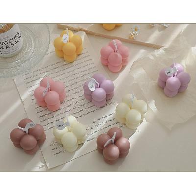 China Multicolor Cute Birthdays Rubik's Cube Fragrance Candle Small Soy Wax Scented Bubble Candles For Home Decoration for sale