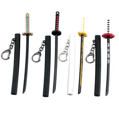 China Wholesale Backpack Pendants Anime Demon Slayer Blade Kamado Tanjirou Sheath II Sprocket Knife Sword Weapon Model Metal Keychain for sale