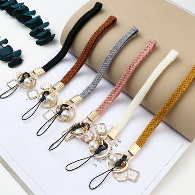 China Fashoin Solid Color Wholesale Wool Phone Strap Wrist Weaving Lanyard Keychain Short Phone for sale