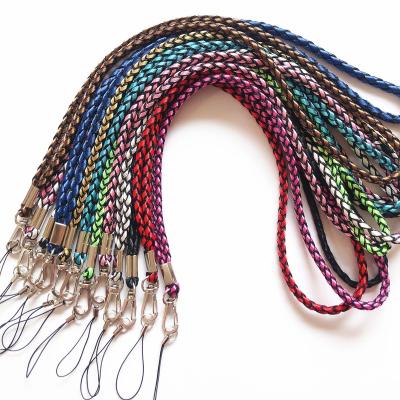 China Durable Braided Polyester Long Lanyard Key Chain Neck Strap Mobil Phone Rope ID Card Holder Lanyard for sale