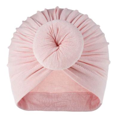 China Wholesale Soft Character Baby Turban Hat 18 Colors Bow Knotted Baby Hats Newborn Children 3-18 Mouths for sale