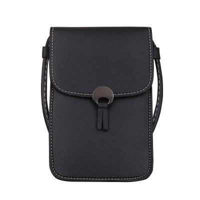 China PU Leather Women's PU Leather One Shoulder Bag Transparent Touch Screen Mobile Phone Bag for sale