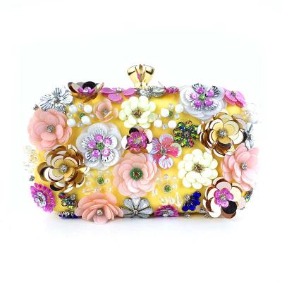 China Handmade Cotton Fabric Women's Fashion Wedding Party Bag Flowers Evening Clutch Bag for sale