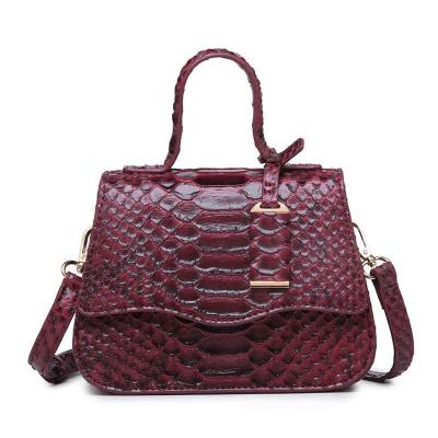 China PU Women's PU Shoulder Bag Snakeskin Texture Leather Handbag for sale