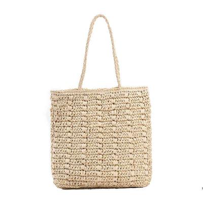 China Rope Handle Vintage One Shoulder Totes Bag High Capacity Straw Shopping Bag for sale