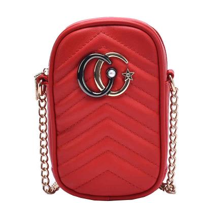 China Solid Cell Phone Chain Bag PU Fashion Strap Cross - Body Cell Phone Bag for sale