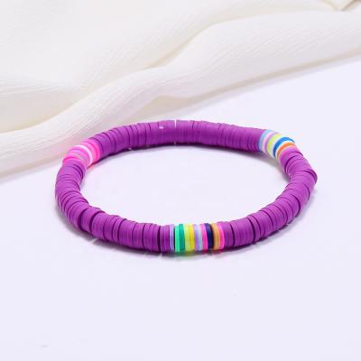 China BOHEMIA Fashion Accessories Color Disc 6mm Bohemia Ethnic Style Handmade Elastic Ceramic Beaded Bracelet for sale