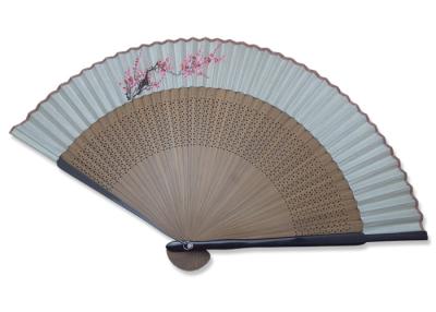 China Carving Brown Bamboo Personalized Folding Fans For Weddings Decoration for sale