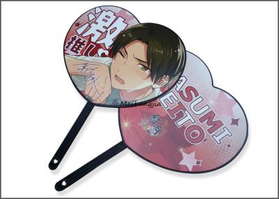 China Popular Plastic Hand Held Fans Pink Cartoon Theme With Black Handle for sale