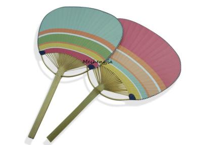 China Rainbow Pattern Hand Held Bamboo Fans , 24x37cm Fold Up Hand Fans Recycled Materials for sale