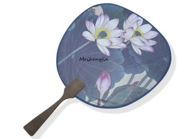 China Antique Wedding Round Hand Held Paper Fans Both Side Lotus Water Lily Design for sale