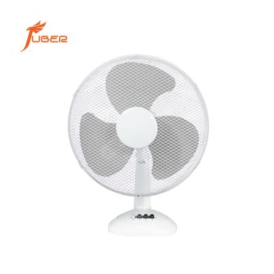 China Outdoor Easy To Carry 16 Inch Mini Table Fan Electric Ultra Quiet Body Desk With White Mesh Grill for sale