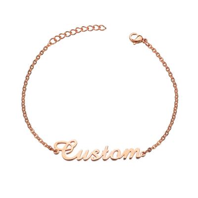 China Custom Nameplate TRENDY 18k Gold Stainless Steel Name Bracelet Personalized for sale