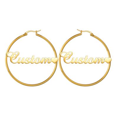 China HOT Factory Circle Stainless Steel Jewelry Name Designers Handmade Personalized Custom Large Earrings for sale