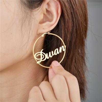 China FASHIONABLE NEW ARRIVAL Wholesale Personalized Custom Made Jewelry Name Plate Earrings Circle For Women Girls for sale