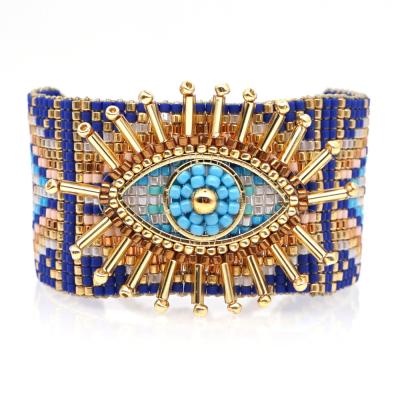 China Handmade Wrap Miyuki Eye Handwoven Wide Cuff Women's Rope Bracelet FASHIONABLE for sale