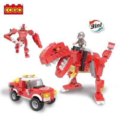 China COGO Building Toy 3 in 1 262 Pcs Educational Dinosaur Robot Truck Transform Building Blocks Toys for Children for sale