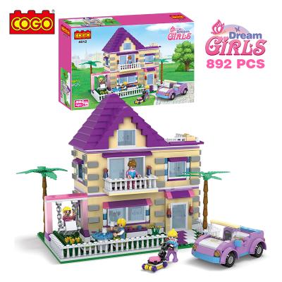 China Construction Toy COGO 892 Pcs Fashion Girls Series Villa Hang Out With 3D Figures Building Block Toys for sale