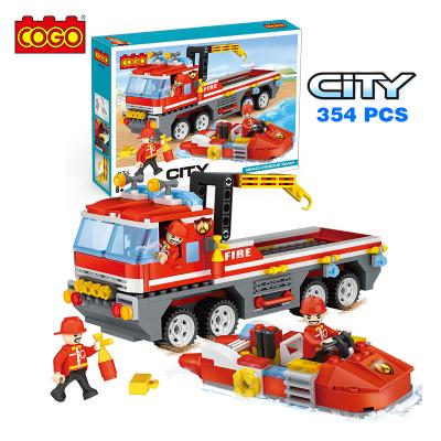 China Hot Sale Building Toy COGO 354 PCS Fire Rescue Boat Blocks ABS Diy 3D Educational Building Toys For Children for sale