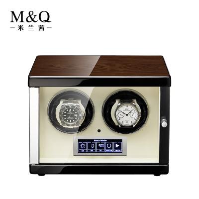 China Handmade Wooden Watch Box Case Black Paint Automatic Watch Packaging Luxury Display Watch Winder for sale