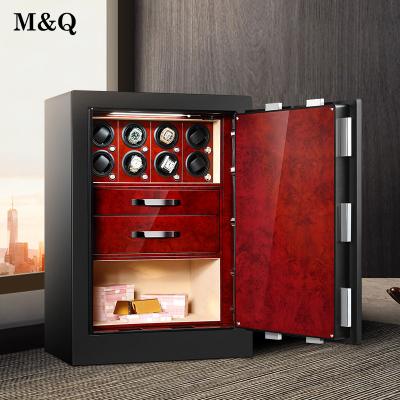 China High Quality Luxury Wooden Electronic Personalization Anti-theft Safe Fingerprint Safe Box with Watch Winder and Jewelery Drawer for sale