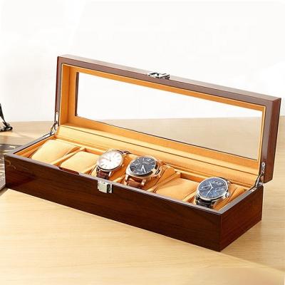 China Luxury Handmade Custom LOGO Business 6 Wood Watch Display Gift Box Watch Box Wristwatches for sale