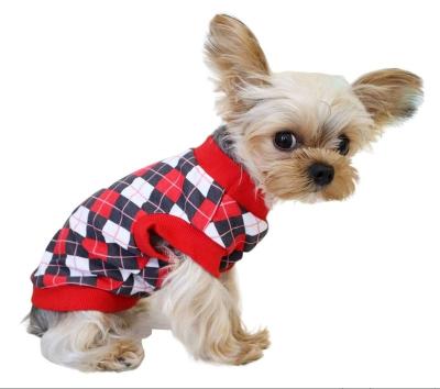 China Red and Blue English Pet Clothing Stored Fashionable Plaid Plaid Shirt Dog Clothing for sale