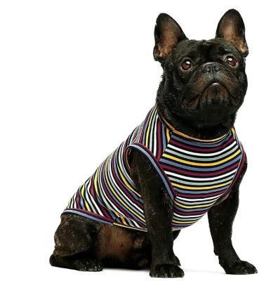 China Stocked 2 Pieces Of Dog Clothes Pet Shirt Dog Striped T-Shirt 100% Cotton for sale