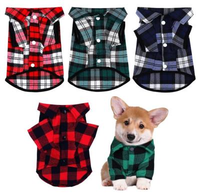 China Stocked Classic Pet Clothes Small Dog T-shirt Plaid Plaid Polo Shirt Multicolor Dog Shirt Four Seasons for sale