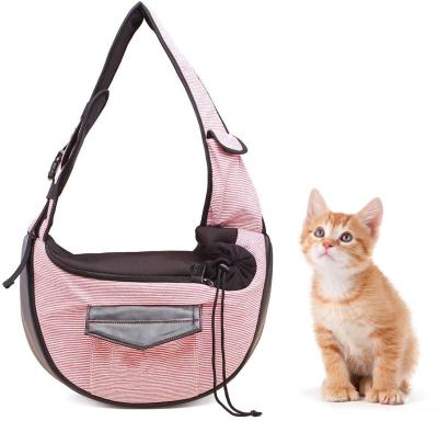 China Hands Free Dog Cat Outdoor Travel Shoulder Bag Breathable Pet Sling With Car Seat Belt for sale