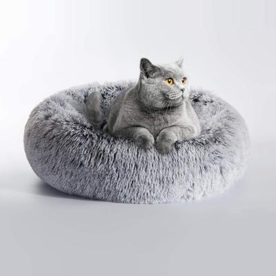 China Luxury Dog Cat Bed Faux Fur Dog Cat Cushion Bed Pet Beds Waterproof Plush Ultra Soft Washable Round for sale