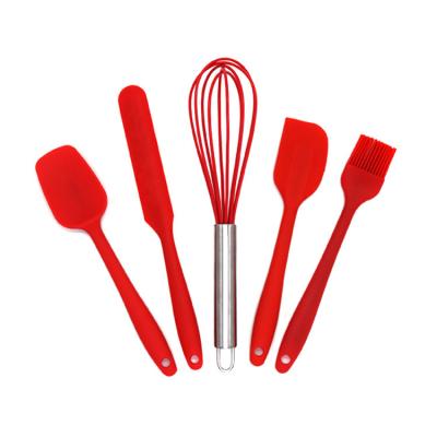 China Factory Wholesale Viable High Temperature Resistant Silicone Tool Kit Cake Silicone Baking Spatula Set With Brush for sale