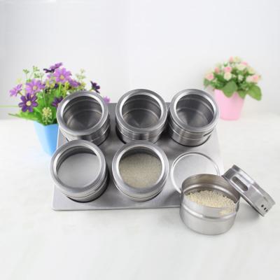 China Viable Hot Sale Metal Amazon Stainless Steel Kitchen Spice Rack Magnetic Salt Pepper Seasoning Jar Set for sale