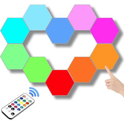 China Modern RGB Smart Hexagon LED Lights Cool Music Sync Game Lights APP and Remote Control LED Honeycomb Wall Lights Gift for Home Decor for sale