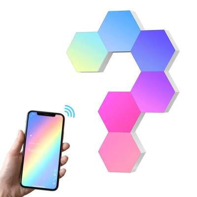 China Music Synchronization RGBIC Lamp Hexagonal Smart LED Quantum Light Diy GeoTuya Wifi Modular LED Panel Wall Lights Playhouse Modular Decor Tuya for sale