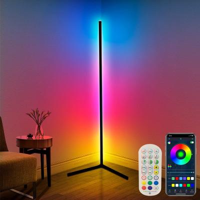 China Modern Tripod Corner Stand Led Colorful Lamp For Living Room Bedroom Hotel Decoration Led Dimmable Floor Light With Remote Control for sale