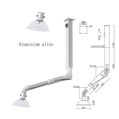 China 110 mm Interface Size Aluminium Alloy Smoke Arm Hood Gathering Hood Wit/Rood/Transparent Te koop