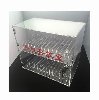 China Handmade Wall Mount 2 Layer Clear Acrylic Box With Lid And Lock Divider Inside for sale