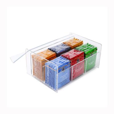 China Handmade & 6 Compart Eco - Friendly Clear Acrylic Plexiglass Tea Box for sale