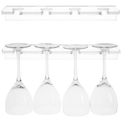 China Sustainable Wall Mount Acrylic 6 Wine Glass Rack Perfect For Red Goblet Pokal Stemware for sale