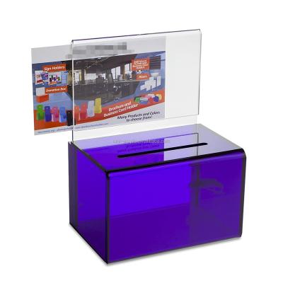 China With lock and key transparent charity acrylic donation box with lock and leaflet for sale