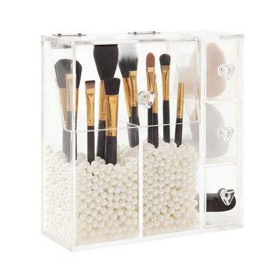 China Makeup Organizer Dustproof Acrylic Makeup Brush Holder Box for sale