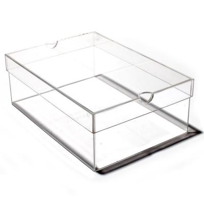 China High Sustainable Transparent Acrylic Shoe Box With Lid For Display And Storage for sale